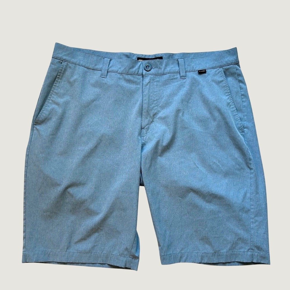 TravisMathew Beck Mens Blue Heather Golf Shorts Size 36 Stretch Performance